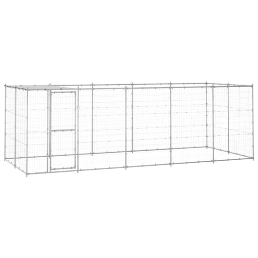 Outdoor Dog Kennel Galvanised Steel With Roof 12.1 M²