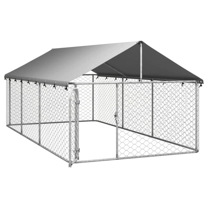 Outdoor Dog Kennel With Roof 400x200x150 Cm Oioakk