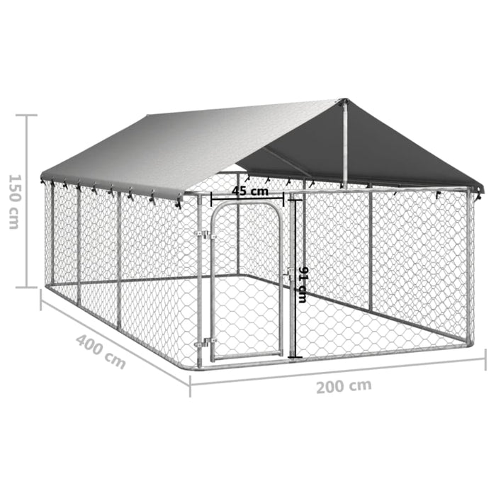 Outdoor Dog Kennel With Roof 400x200x150 Cm Oioakk