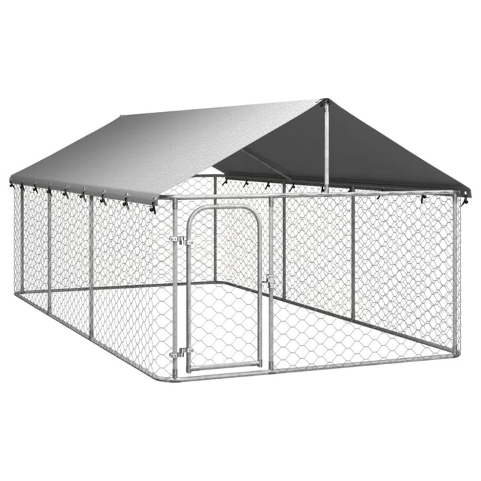 Outdoor Dog Kennel With Roof 400x200x150 Cm Oioakk