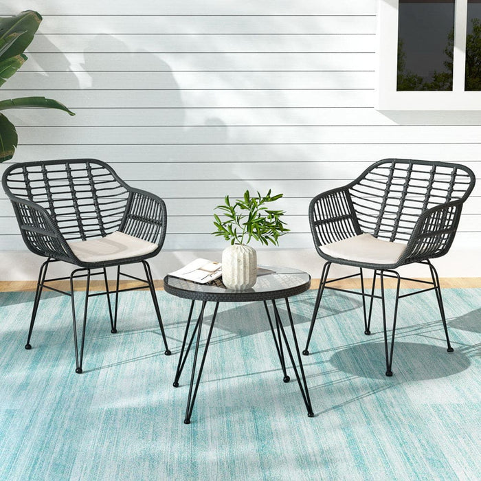 Outdoor Furniture Lounge Setting 3-piece Bistro Set Table