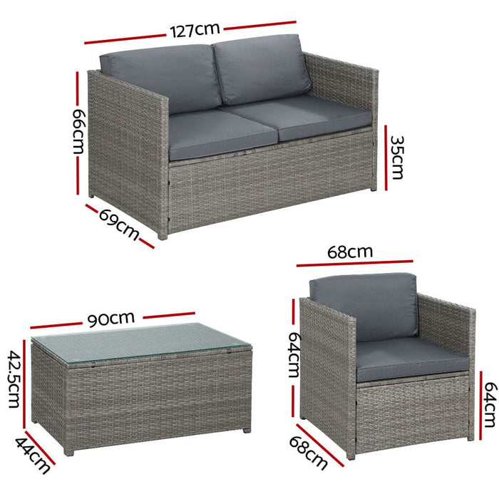 Outdoor Furniture Sofa Set 4 - seater Wicker Lounge Setting