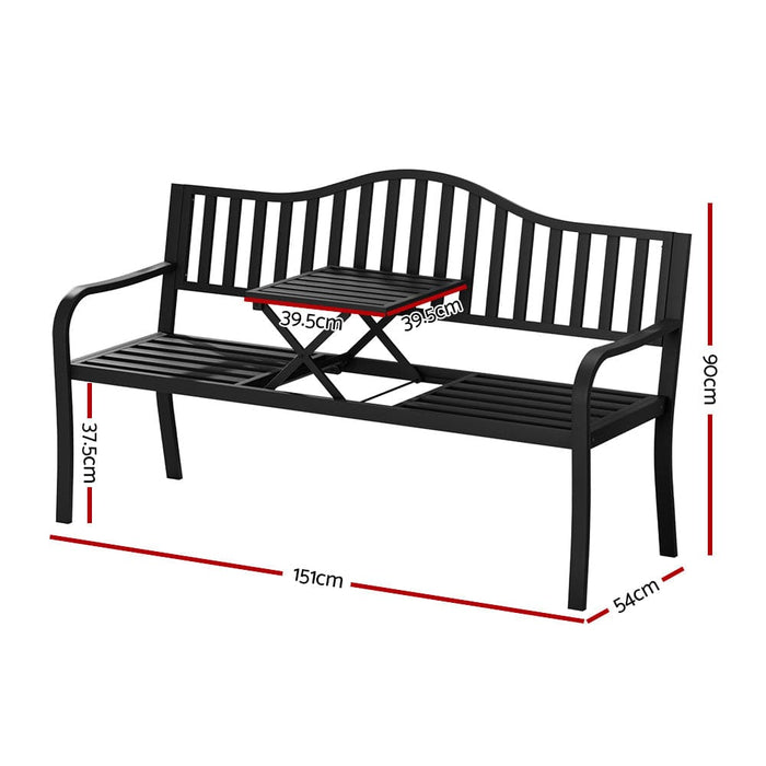 Outdoor Garden Bench Steel Foldable Table Furniture Patio