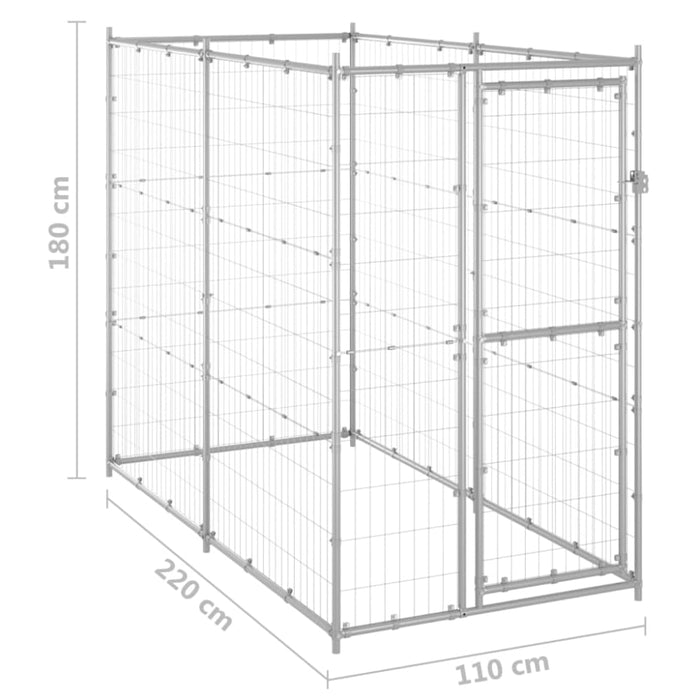 Outdoor Dog Kennel Galvanised Steel 110x220x180 Cm Opbnbo