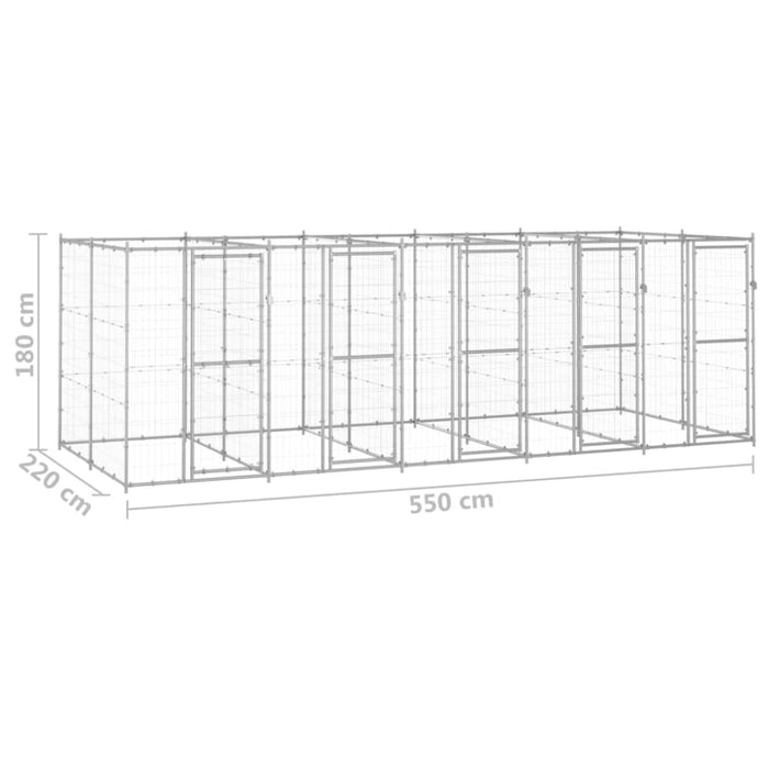 Outdoor Dog Kennel Galvanised Steel 12.1 M² Tbnxxnp