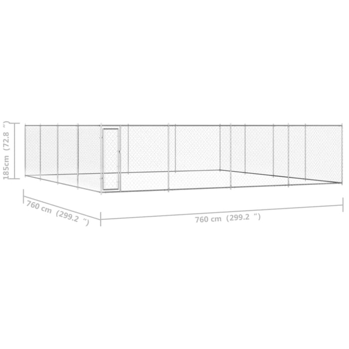 Outdoor Dog Kennel Galvanised Steel 760x760x185 Cm Oapbti