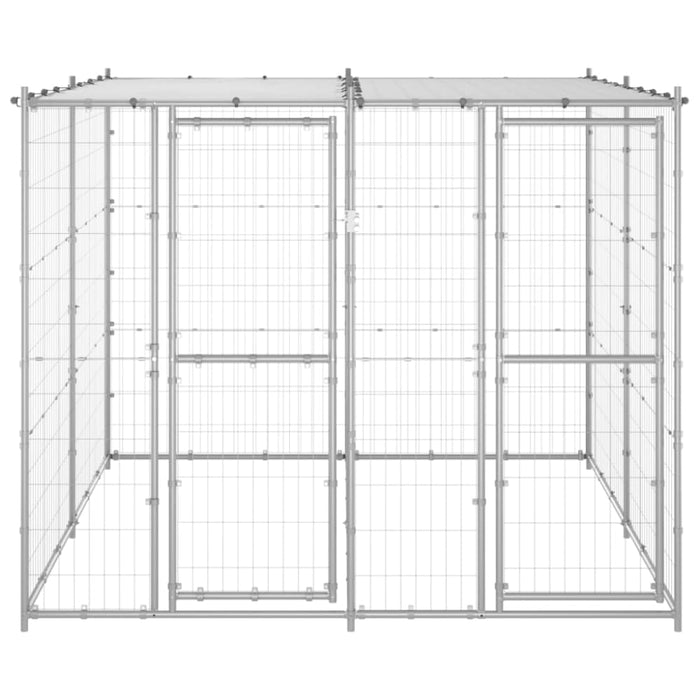 Outdoor Dog Kennel Galvanised Steel With Roof 4.84 M²