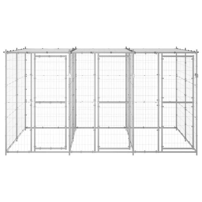 Outdoor Dog Kennel Galvanised Steel With Roof 7.26 M²