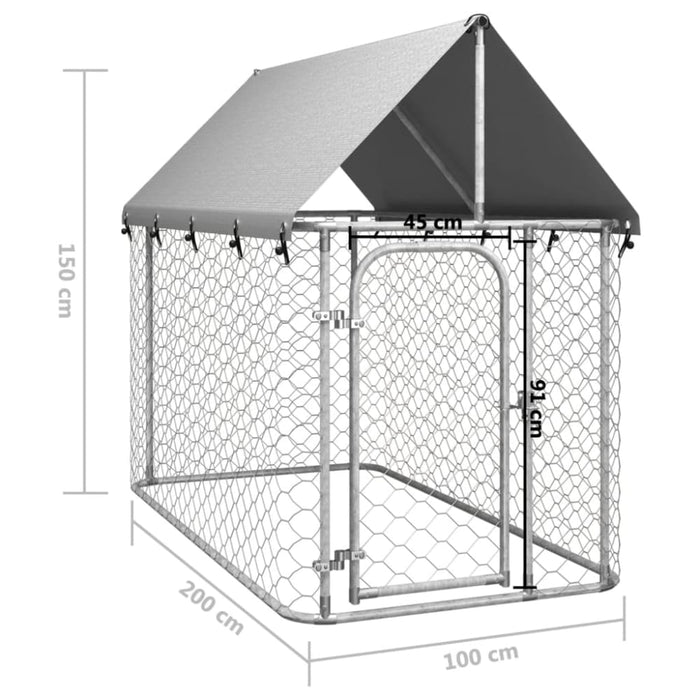 Outdoor Dog Kennel With Roof 200x100x150 Cm Oioakl