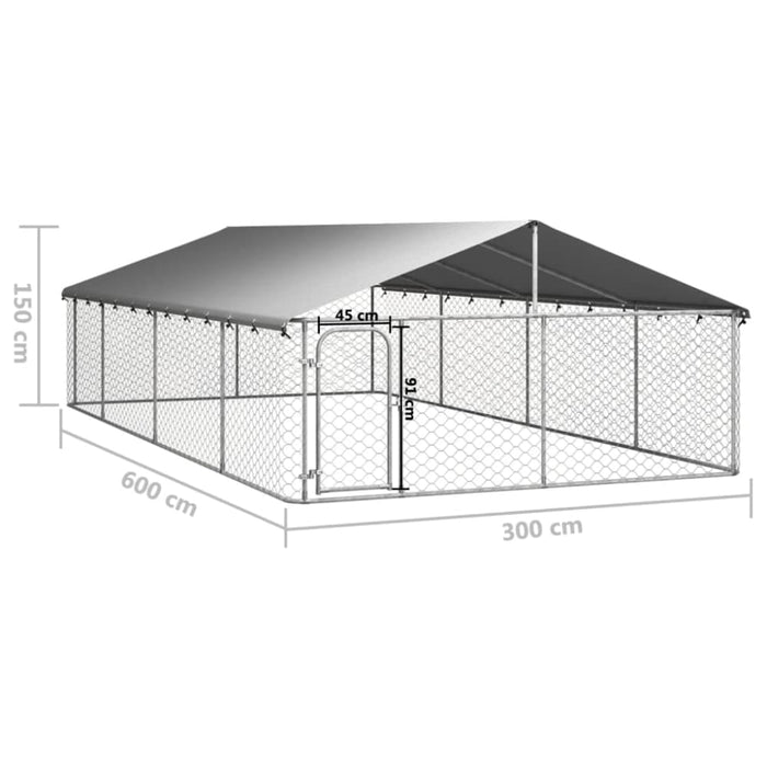 Outdoor Dog Kennel With Roof 600x300x150 Cm Oiopbx