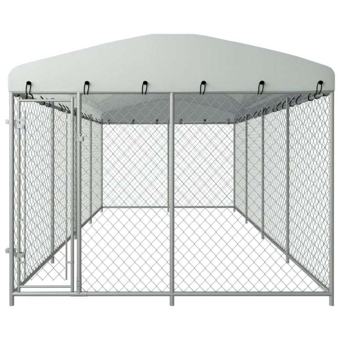 Outdoor Dog Kennel With Roof 8x4x2.3 m Oaakti