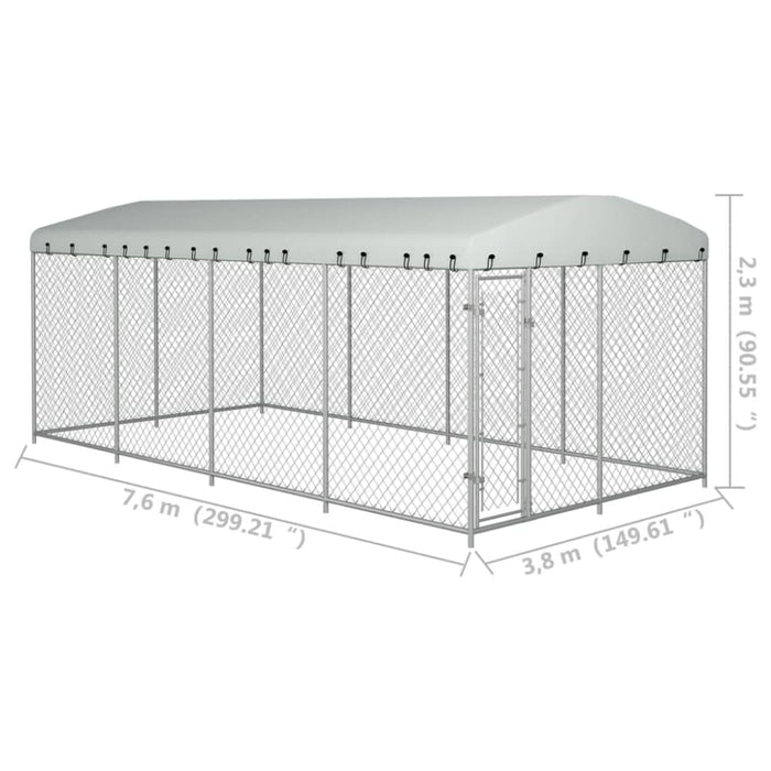 Outdoor Dog Kennel With Roof 8x4x2.3 m Oaakti