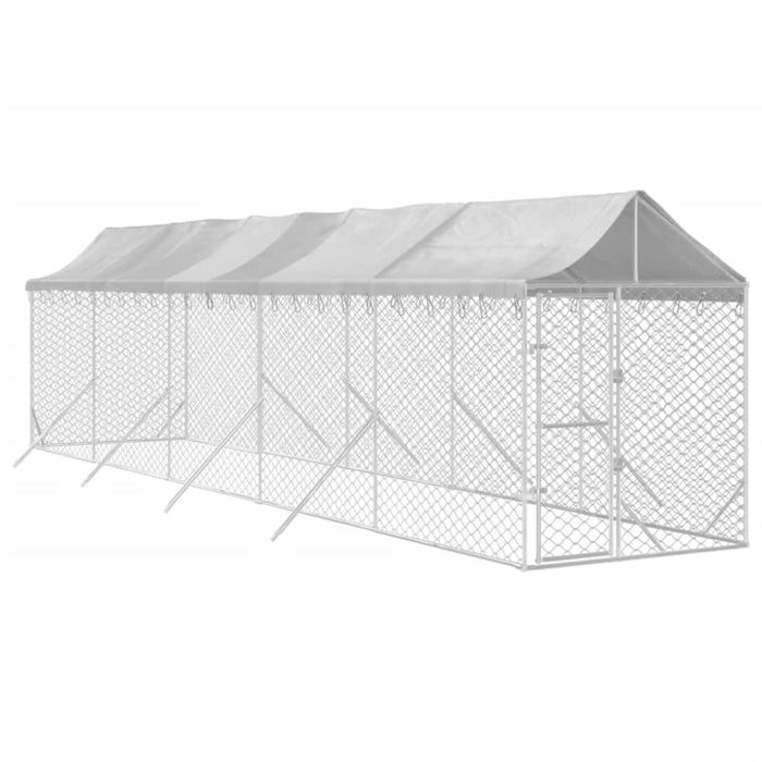 Outdoor Dog Kennel With Roof Silver 2x10x2.5 m Galvanised