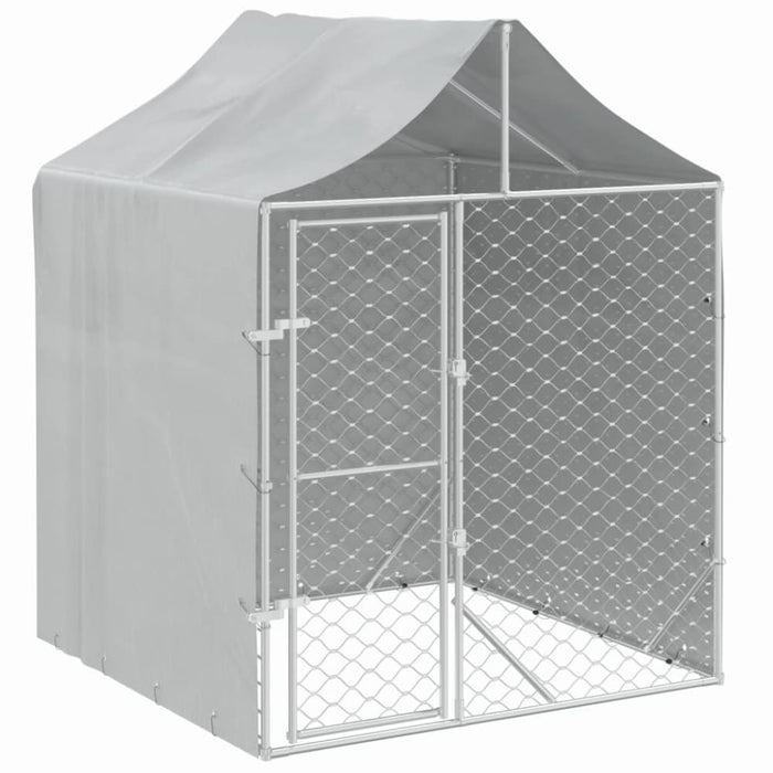 Outdoor Dog Kennel With Roof Silver 2x2x2.5 m Galvanised