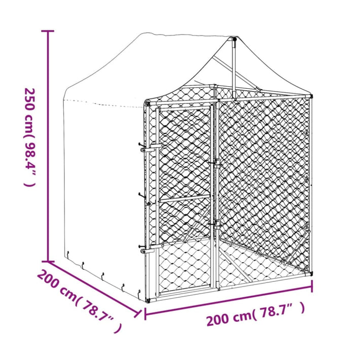 Outdoor Dog Kennel With Roof Silver 2x2x2.5 m Galvanised