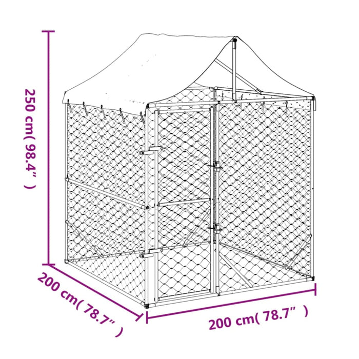 Outdoor Dog Kennel With Roof Silver 2x2x2.5 m Galvanised