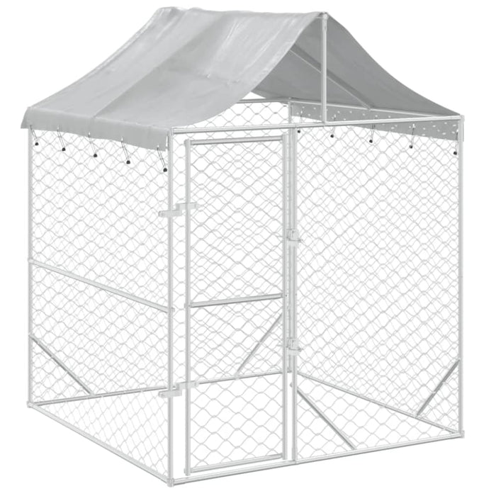 Outdoor Dog Kennel With Roof Silver 2x2x2.5 m Galvanised