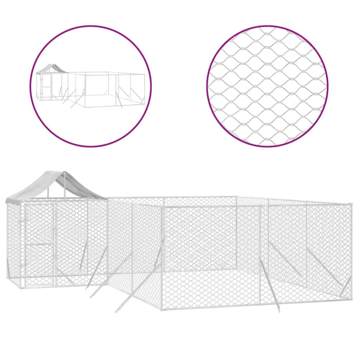 Outdoor Dog Kennel With Roof Silver 6x6x2.5 m Galvanised