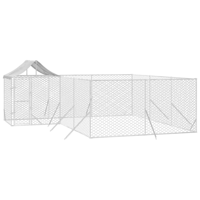 Outdoor Dog Kennel With Roof Silver 6x6x2.5 m Galvanised