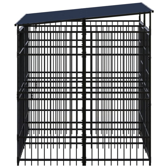 Outdoor Dog Kennel With Roof Steel 3.69 M² Tbkikai