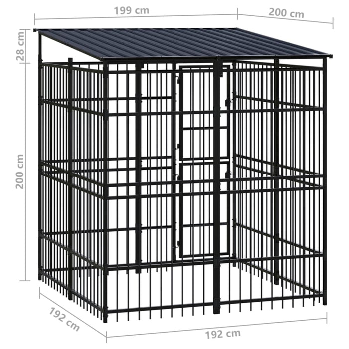 Outdoor Dog Kennel With Roof Steel 3.69 M² Tbkiklp