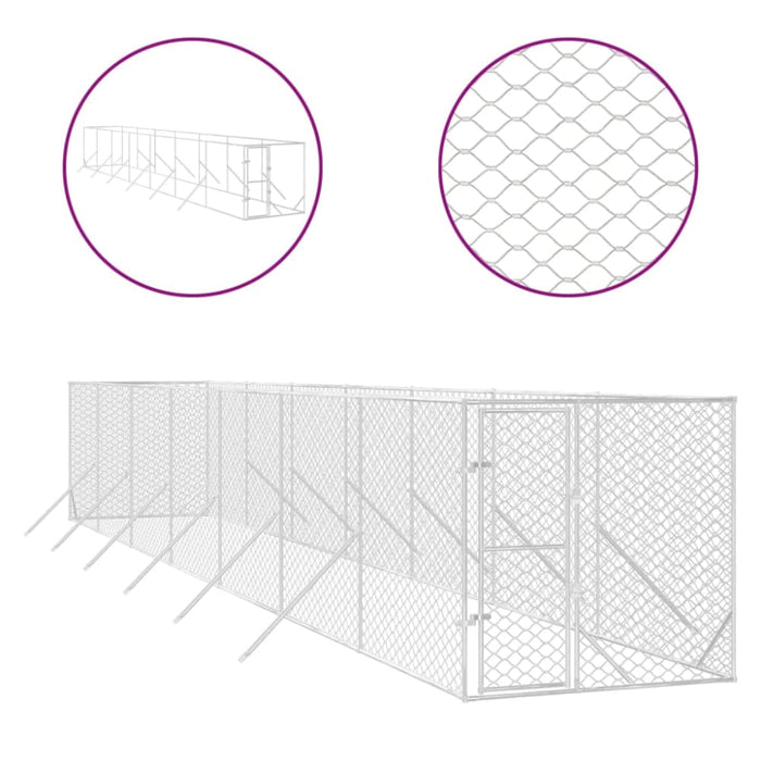 Outdoor Dog Kennel Silver 2x14x2 m Galvanised Steel Tokbapa