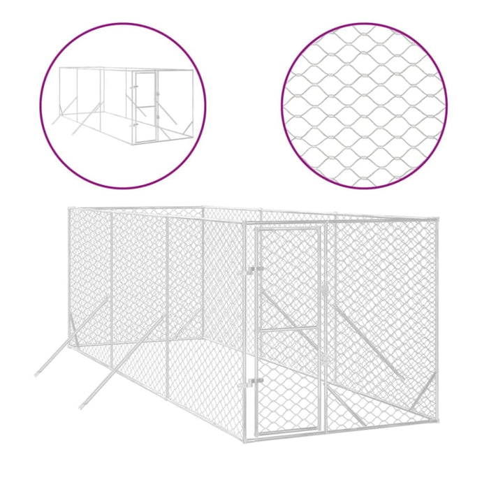 Outdoor Dog Kennel Silver 2x6x2 m Galvanised Steel Tokbapx