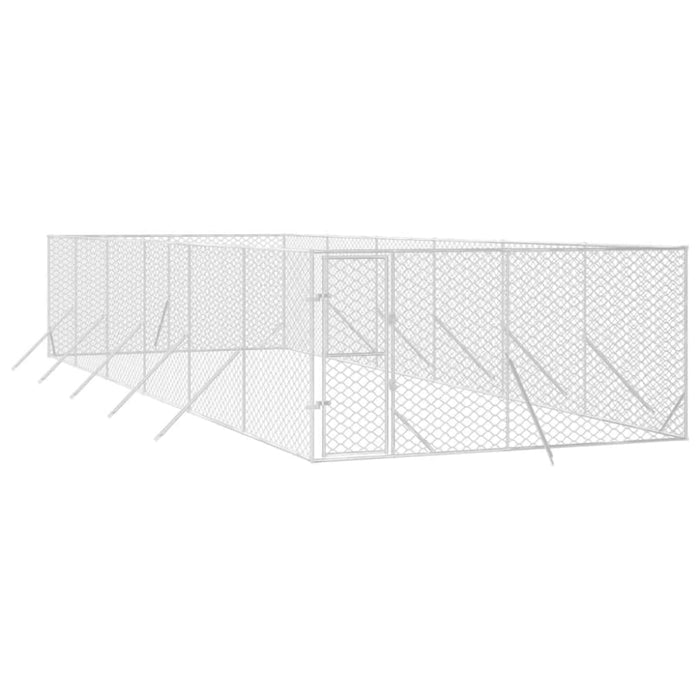 Outdoor Dog Kennel Silver 4x12x2 m Galvanised Steel Tokbapi