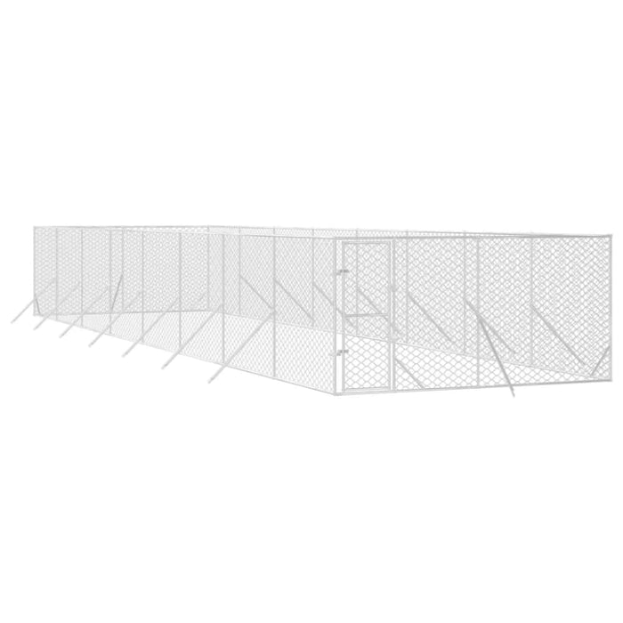 Outdoor Dog Kennel Silver 4x16x2 m Galvanised Steel Tokbapn