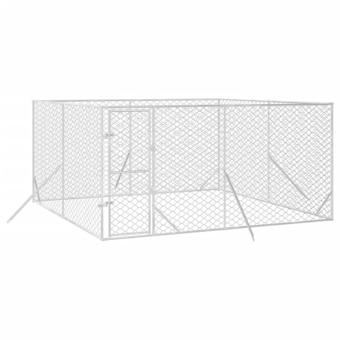 Outdoor Dog Kennel Silver 4x4x2 m Galvanised Steel Tokbapp