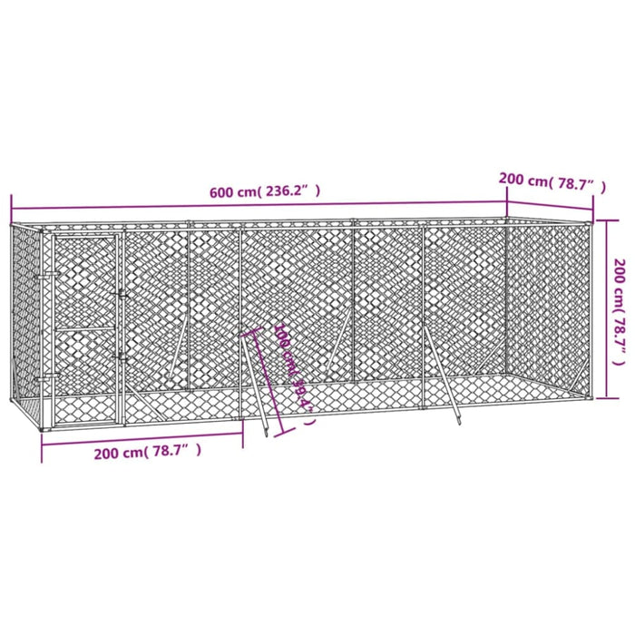 Outdoor Dog Kennel Silver 6x2x2 m Galvanised Steel Tokbapk