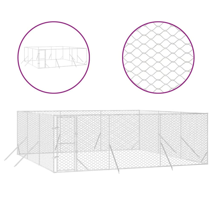 Outdoor Dog Kennel Silver 6x6x2 m Galvanised Steel Tokbalb