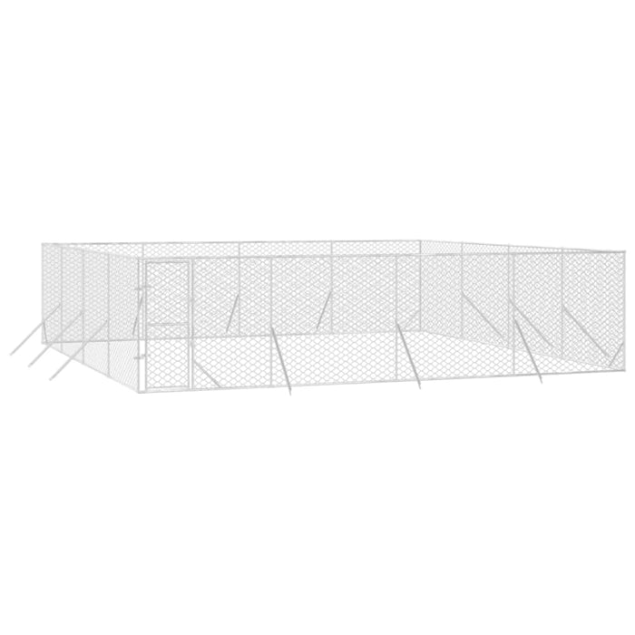 Outdoor Dog Kennel Silver 8x8x2 m Galvanised Steel Tokbala