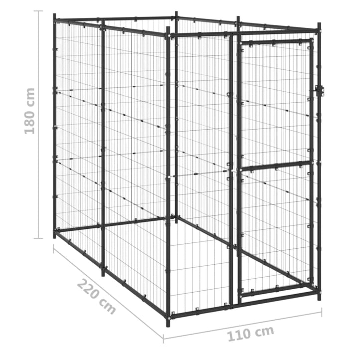 Outdoor Dog Kennel Steel 110x220x180 Cm Opbikl