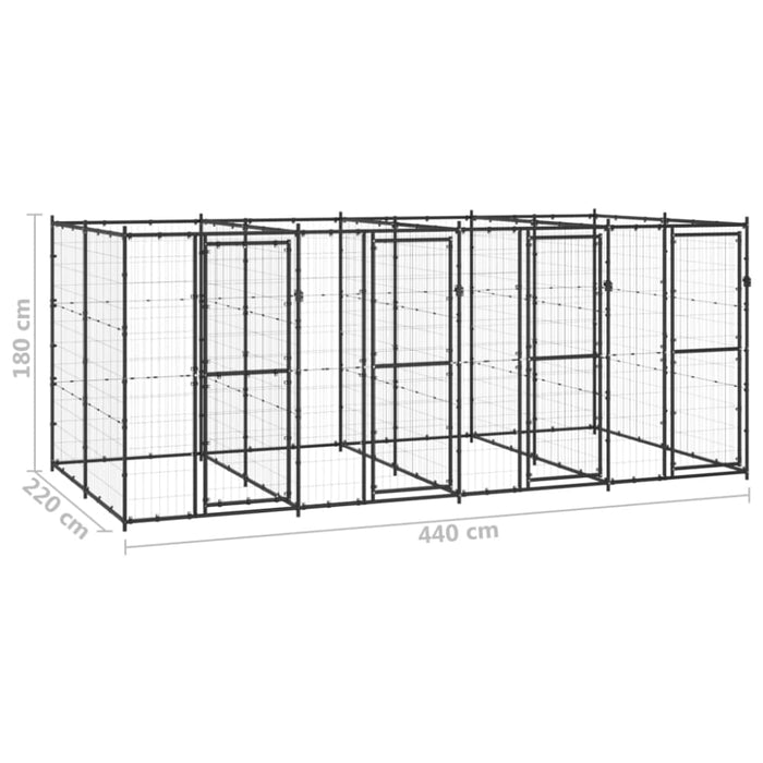 Outdoor Dog Kennel Steel 9.68 M² Tbnxxlx