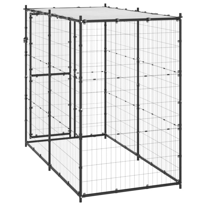 Outdoor Dog Kennel Steel With Roof 110x220x180 Cm Opbikp