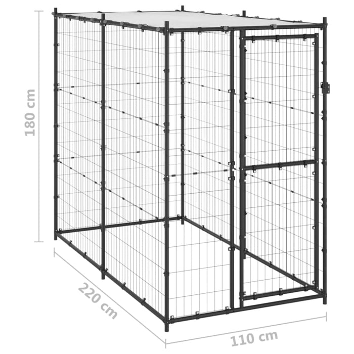 Outdoor Dog Kennel Steel With Roof 110x220x180 Cm Opbikp