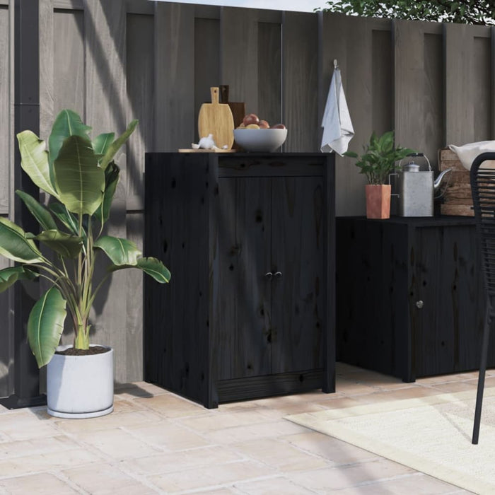 Outdoor Kitchen Doors Black 50x9x82 Cm Solid Wood Pine