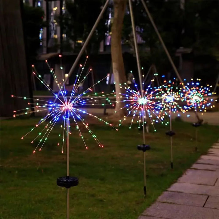 Outdoor Led Solar Firework Lights Waterproof Garden Decor