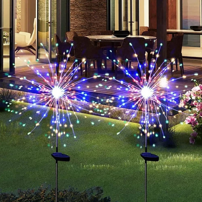 Outdoor Led Solar Firework Lights Waterproof Garden Decor