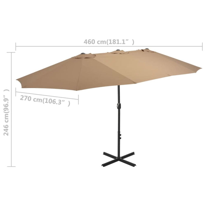 Outdoor Parasol With Aluminium Pole 460x270 Cm Taupe Aanib