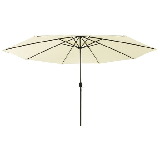 Outdoor Parasol With Led Lights And Metal Pole 400 Cm Sand