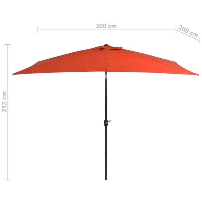 Outdoor Parasol With Metal Pole 300x200 Cm Terracotta Aapba