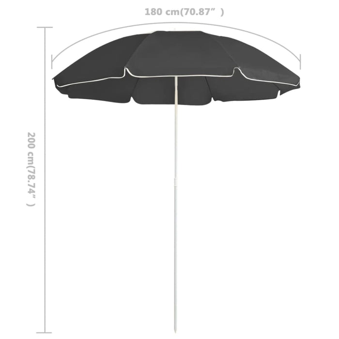 Outdoor Parasol With Steel Pole Anthracite 180 Cm Toppax