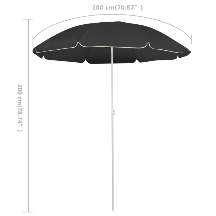 Outdoor Parasol With Steel Pole Anthracite 180 Cm Topptk