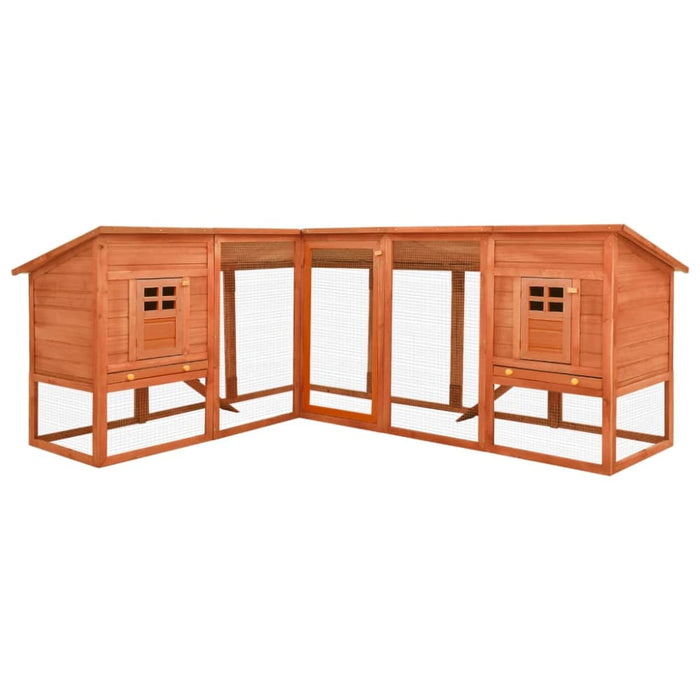 Nz Local Stock- Outdoor Rabbit Hutch With Run Brown Solid