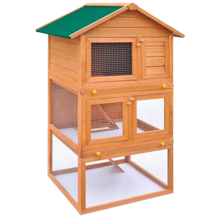 Outdoor Rabbit Hutch Small Animal House Pet Cage 3 Layers