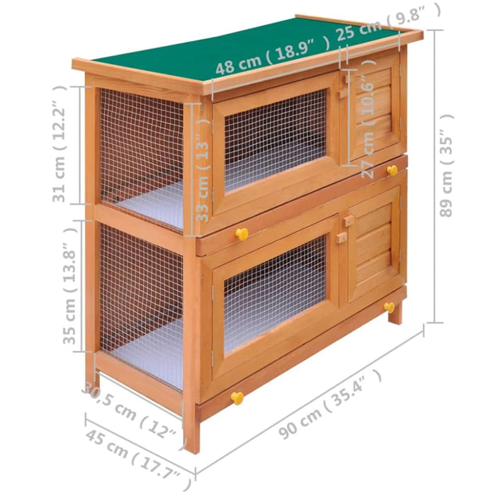 Outdoor Rabbit Hutch Small Animal House Pet Cage 4 Doors