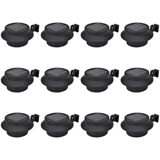 Outdoor Solar Fence Lamps 12 Pcs Led Black Xiioxx