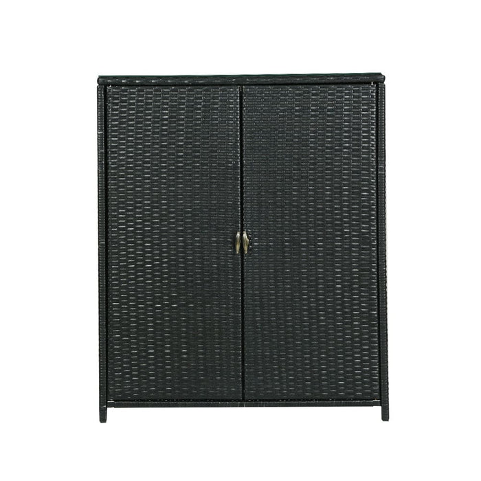 Outdoor Storage Cabinet Box Garage Wicker Shelf Chest